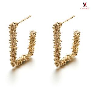 Gold Drop Geometrical Hoops